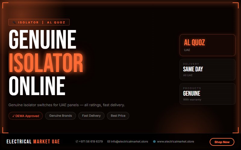 Isolator Price UAE 2026 — Best Deals for Al Quoz Electrical Contractors