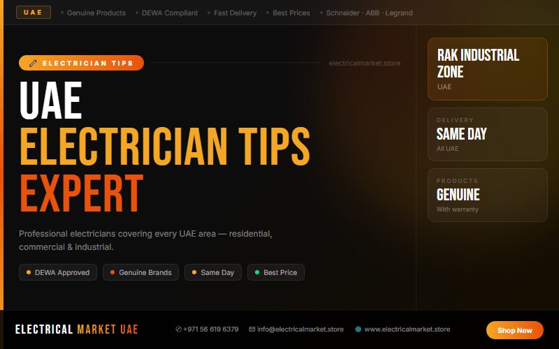 Certified Electricians in RAK Industrial Zone UAE — Same Day Service, All Areas 2026