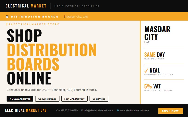 Buy Electrical Switchgear Online UAE — Delivered to Masdar City Same Day