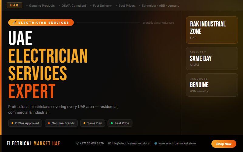 Professional Electrician in RAK Industrial Zone — Full Installation & Maintenance Services