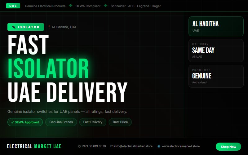 Isolator Price UAE 2026 — Best Deals for Al Haditha Electrical Contractors