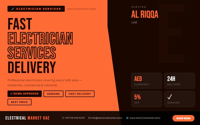 Book a Licensed Electrician in Al Riqqa UAE — Same Day Service Available