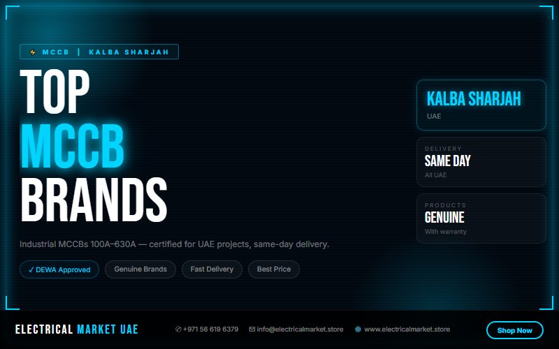 Buy MCCB Online UAE — 100A to 630A, Next Day Delivery to Kalba Sharjah
