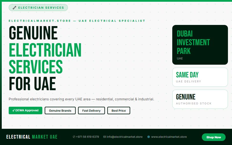 Certified Electrician in Dubai Investment Park — Commercial, Industrial & Residential UAE