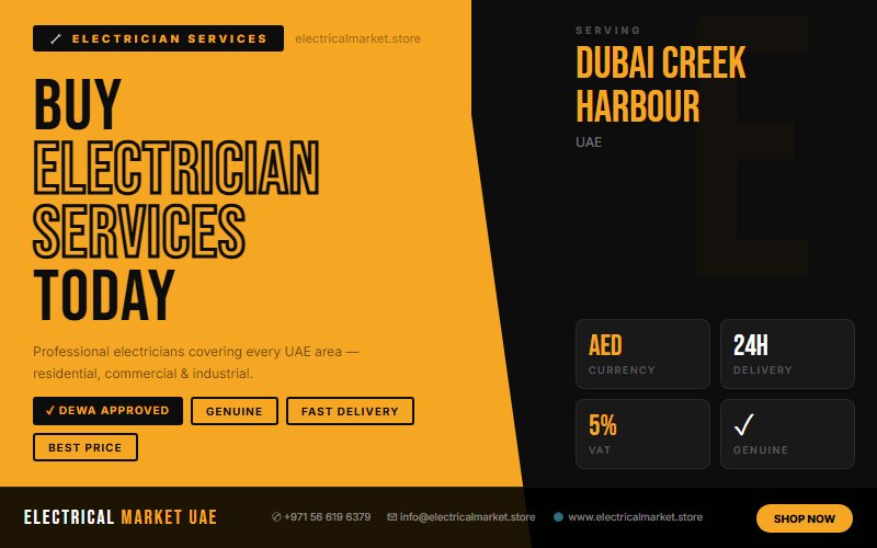 Book a Licensed Electrician in Dubai Creek Harbour UAE — Same Day Service Available