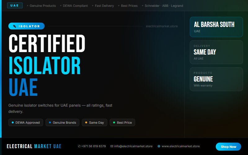 Isolator Price UAE 2026 — Best Deals for Al Barsha South Electrical Contractors
