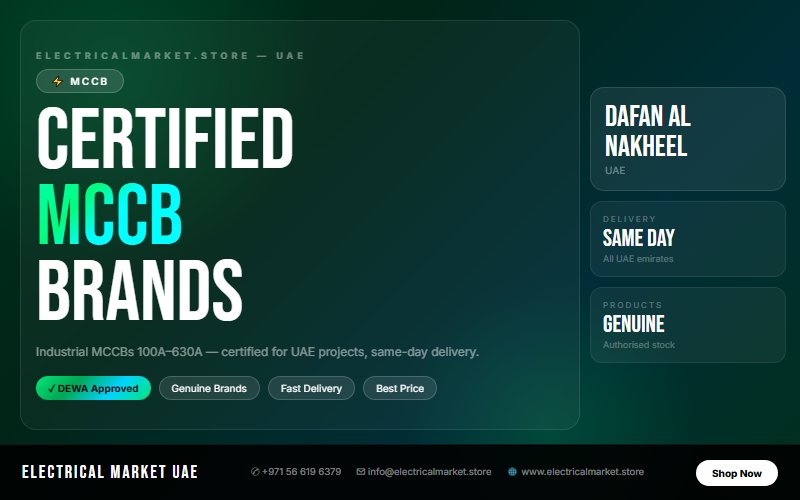 Buy MCCB Online UAE — 100A to 630A, Next Day Delivery to Dafan Al Nakheel
