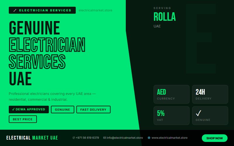 Book a Licensed Electrician in Rolla UAE — Same Day Service Available
