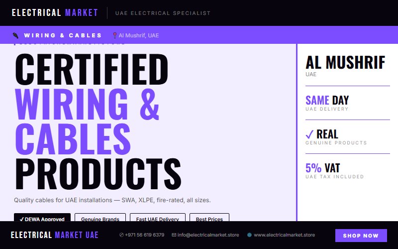 Cable Price UAE 2026 — Best Value Electrical Wire for Al Mushrif Projects