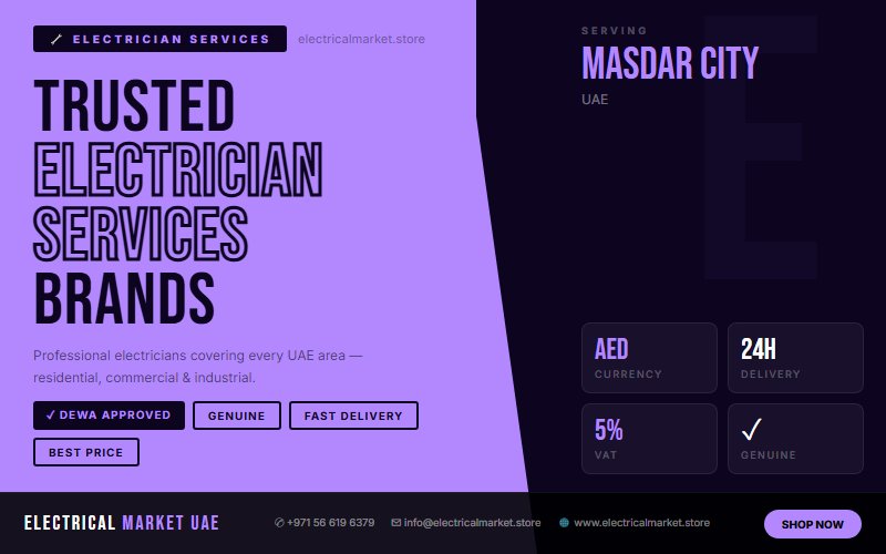 Certified Electrician in Masdar City — Commercial, Industrial & Residential UAE