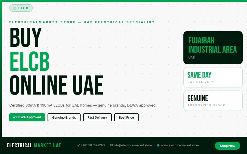Type B ELCB UAE — DC Leakage Protection for Fujairah Industrial Area EV Charger Circuits