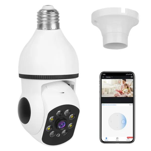 E27 WiFi Bulb Camera 1080P FHD WiFi IP Pan Tilt Security Surveillance Camera With Two-Way Audio Full Color Night Vision Flood Light Motion Tracking Siren Function APP Control