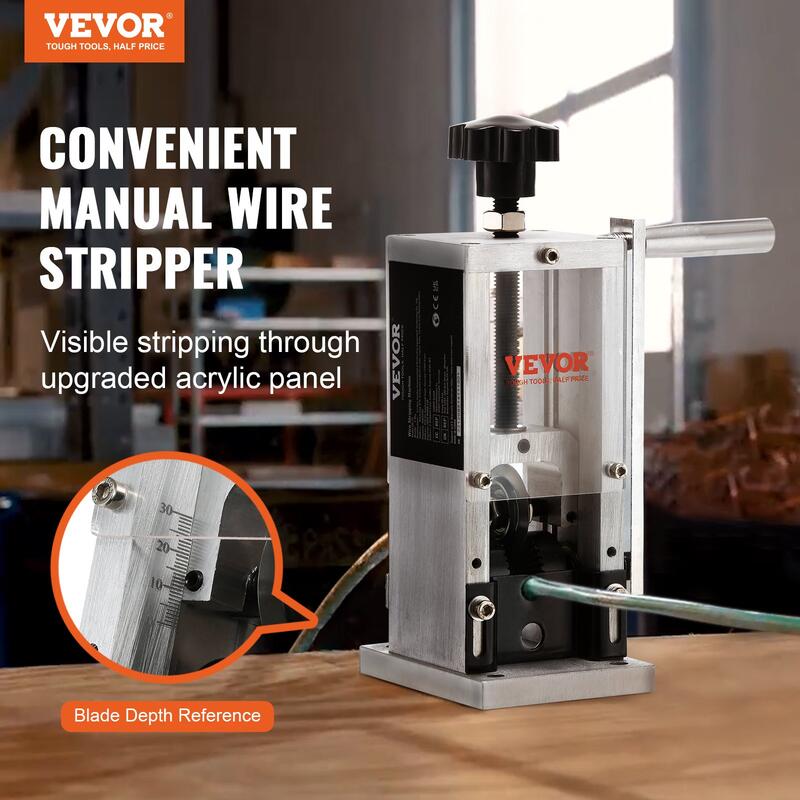 VEVOR Manual Wire Stripping Machine, Copper Stripper With Hand Crank Or Drill Powered, Visible Stripping Depth Reference, Portable Aluminum Frame Wire Peeler For Scrap Copper Recycling